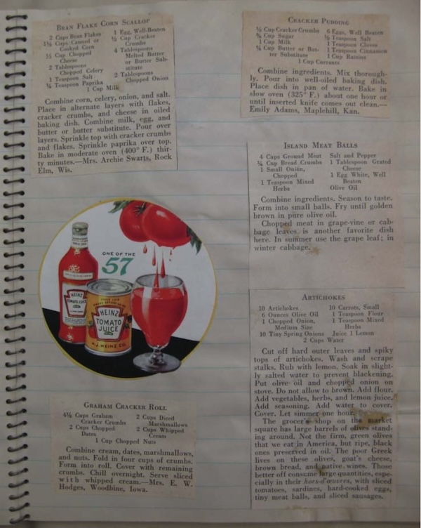 Scrapbook with recipes